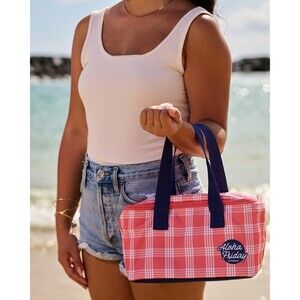 NWT Foodland Hawaii Aloha Friday Guava Palaka Mini Insulated Cooler Bag Tote